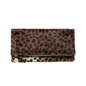 Clare V Supreme Hair Calf foldover clutch
